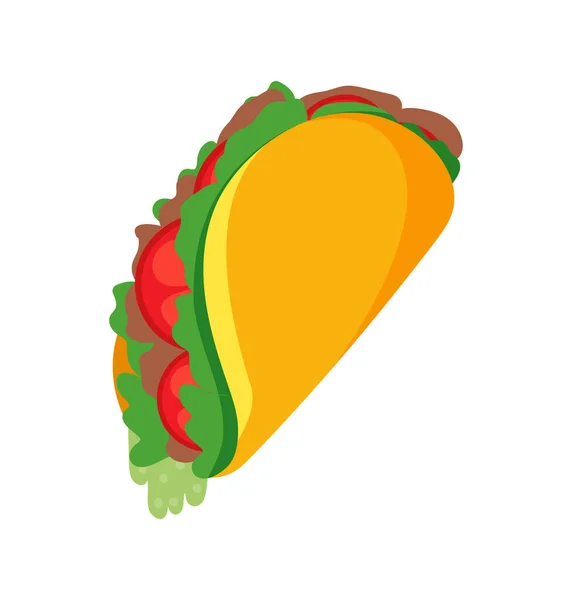 Taco Fast Food Ikona Izolované — Stockový vektor