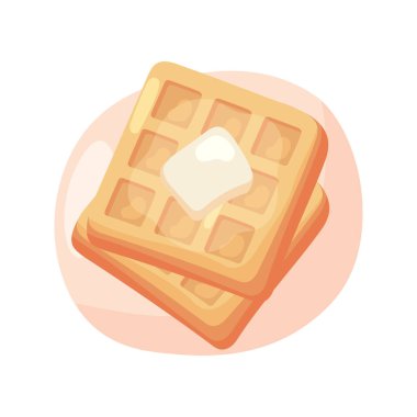 Waffle ve tereyağlı kahvaltı çizgi film ikonu