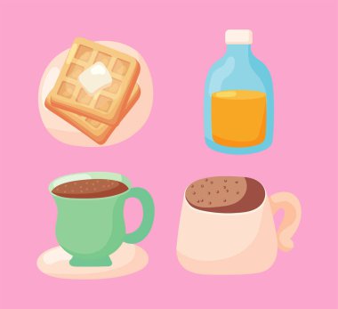 Kahvaltıda sağlıklı yemek simgeleri