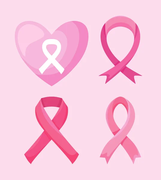 Icons Breast Cancer Ribbons — Archivo Imágenes Vectoriales