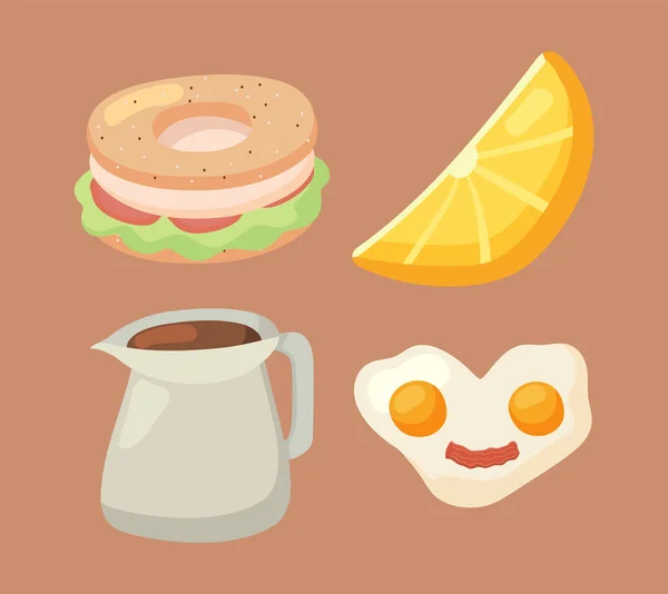 Set Breakfast Food Cartoon — 图库矢量图片