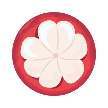 yarım mangosteen simgesi izole edilmiş