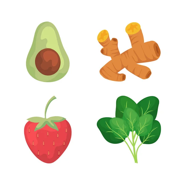 Superfoods Nature Menu Icons Set — Image vectorielle