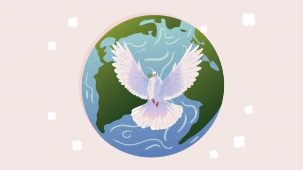 Dove Bird Earth Planet Video Animated — Vídeo de stock
