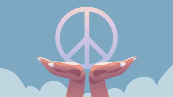 Hands Lifting Peace Symbol Animation Video Animated — Video Stock