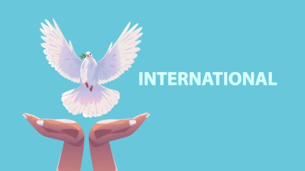 International Day Peace Lettering Video Animated — Stok video