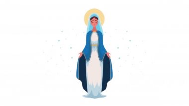 Mavi Mary bakire dini animasyonu, 4k video animasyonu