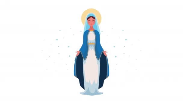 Blauw Mary Maagd Religieuze Animatie Video Geanimeerd — Stockvideo