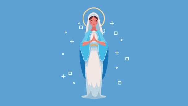 Mary Virgin Blue Suit Animation Video Animated — Vídeo de Stock