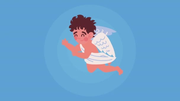 Cute Little Angel Flying Animation Video Animated — ストック動画