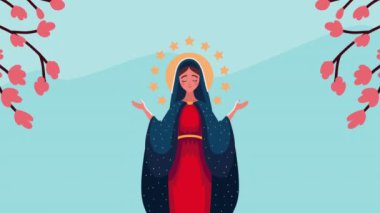 mary virgin with red suit animation ,4k video animated