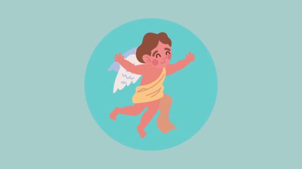Милий Маленький Ангел Літаючий Персонаж Відео Анімовані — стокове відео