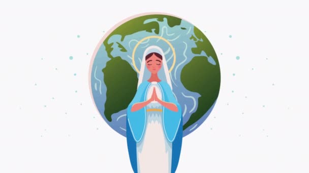Blue Mary Virgin Religious Animation Video Animated — Αρχείο Βίντεο