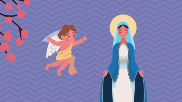 Mary Virgin Blue Suit Animation Video Animated — ストック動画