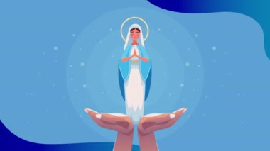 blue mary virgin religious animation ,4k video animated