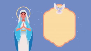 blue mary virgin religious animation ,4k video animated