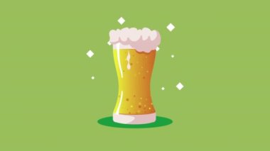 beer drink glass with foam animation ,4k video animated