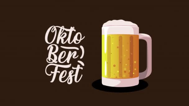 Oktoberfest Lettering Beer Animation Video Animated — Αρχείο Βίντεο