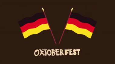 Ekim Festivali antetli Almanya bayrakları animasyonu, 4k video animasyonu