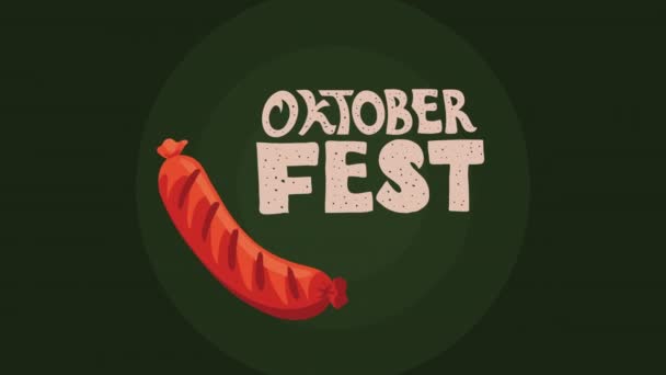 Oktoberfest Lettering Sausage Animation Video Animated — Stockvideo