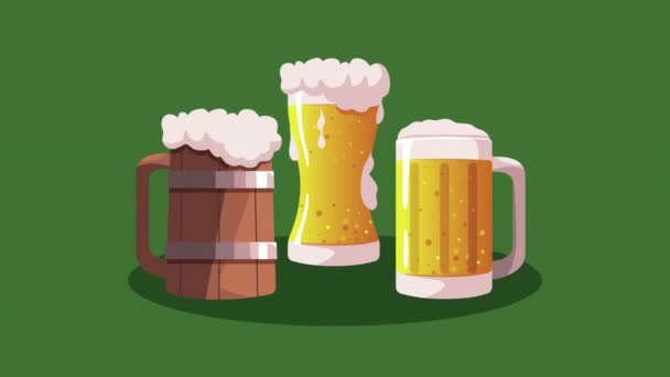 Beers Jars Drinks Celebration Animation Video Animated — Αρχείο Βίντεο