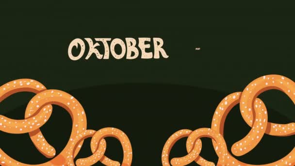 Oktoberfest Lettering Pretzel Animation Video Animated — Vídeos de Stock