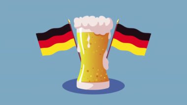 Köpük animasyonlu bira bardağı, 4k video animasyonu.