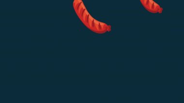 Lezzetli sosisler ızgara desenli animasyon, 4k video animasyonu