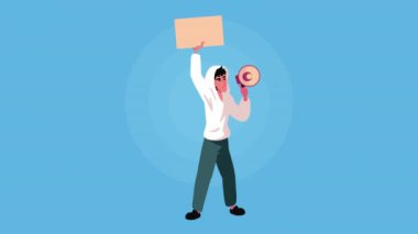 man protesting character democracy animation ,4k video animated
