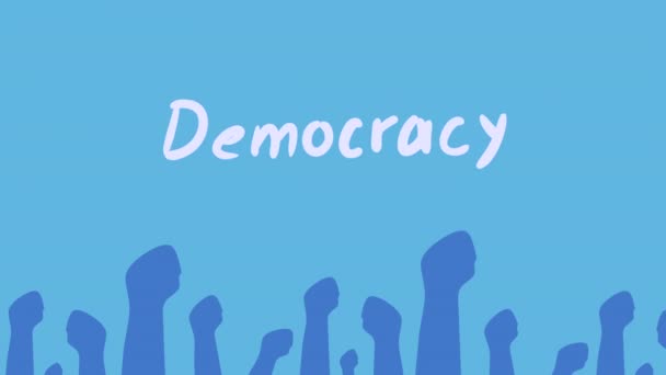 Democracy Lettering People Protesting Video Animated — Video Stock