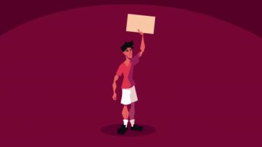 man protesting character democracy animation ,4k video animated