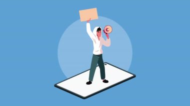 man protesting character democracy animation ,4k video animated