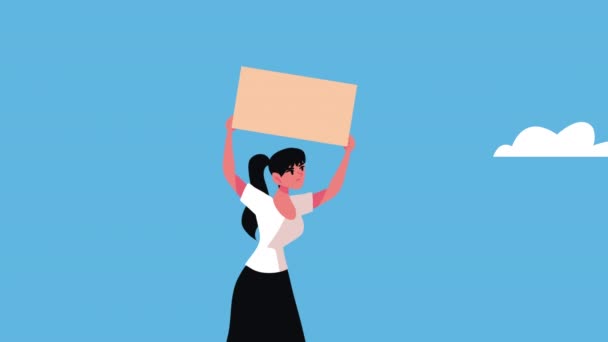 Woman Protesting Character Democracy Animation Video Animated — Vídeos de Stock