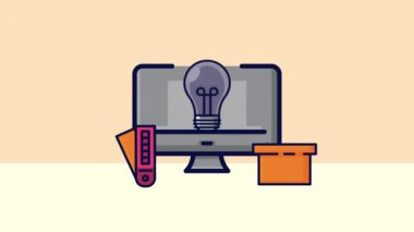 Ampullü grafik tasarım stüdyosu masaüstü, 4k video animasyonu