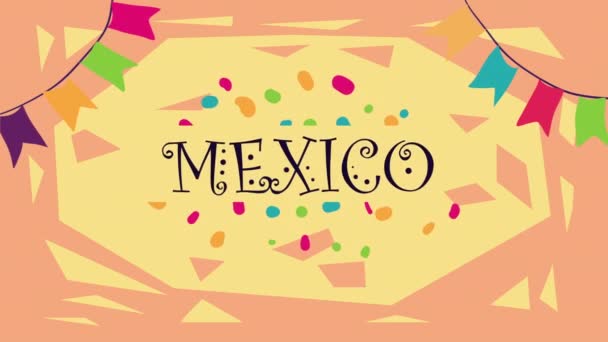 Mexico Lettering Garlands Animation Video Animated — Vídeos de Stock