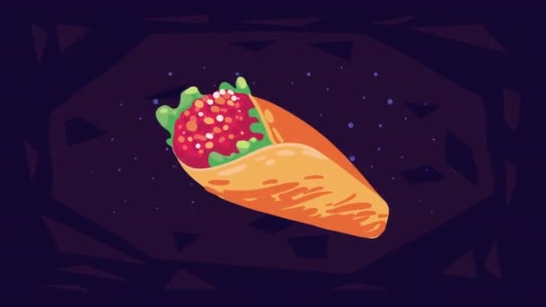 Mexican Culture Taco Food Animation Video Animated — Videoclip de stoc