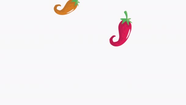 Red Chili Peppers Pattern Animation Video Animated — Stock Video
