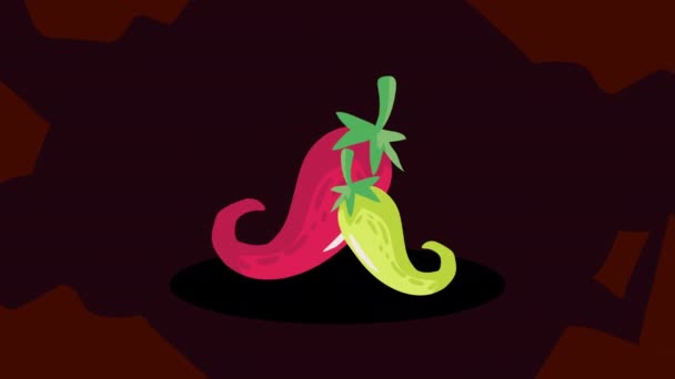 Tow Chili Peppers Vegetables Animation Video Animated — Stock Video
