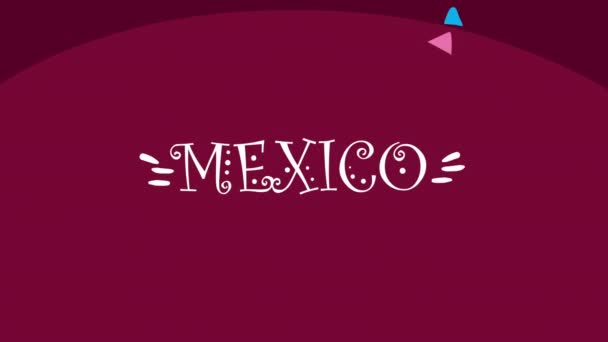 Mexico Belettering Met Confetti Animatie Video Animatie — Stockvideo