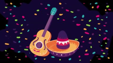 mexican culture mariachi hat animation ,4k video animated