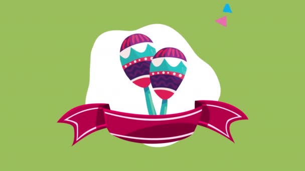 Mexican Culture Maracas Instruments Animation Video Animated — Stockvideo