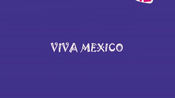 Viva Mexico Belettering Met Schedels Video Geanimeerd — Stockvideo