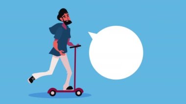 4K video animasyonlu, kaykaylı genç adam.