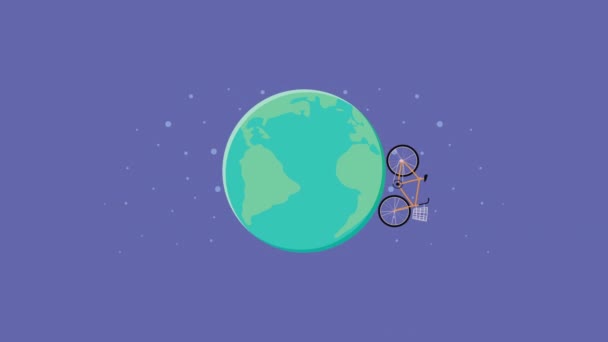 Bicycle World Animation Video Animated — стоковое видео