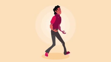 Genç adam yürüyen karakter animasyonu