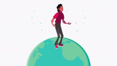 Genç adam yürüyen karakter animasyonu