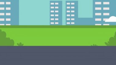 Erkekler bisiklet ve paten sahnesinde, 4k video animasyonu