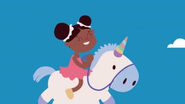 Küçük kız çocuk karakteri animasyonu, 4k video animasyonu