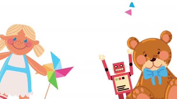 Kids Toys Confetti Animation Video Animated — Stockvideo