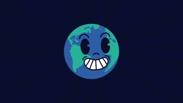 Aarde Planeet Kawaii Stripfiguur Animatie Video Geanimeerd — Stockvideo